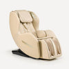 Beige massage chair with ergonomic design and footrests for salon or home use