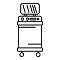 Outline icon of professional laser hair removal equipment cart for beauty salons