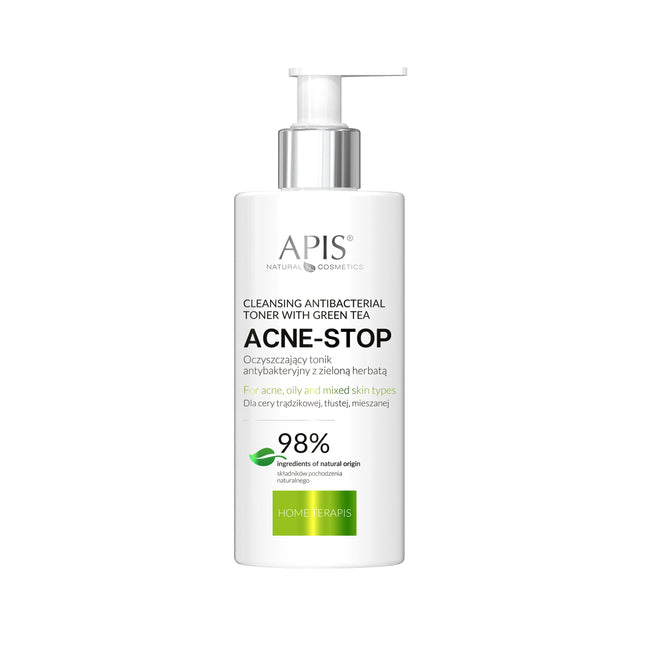 APIS ACNE-STOP antibakterinis valomasis tonikas su žaliąja arbata, 300 ml