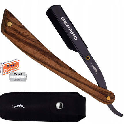 Бритва парикмахерская/барберская Gepard TEFLON для бритья и контуринга, черная