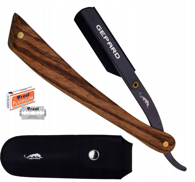 Бритва парикмахерская/барберская Gepard TEFLON для бритья и контуринга, черная