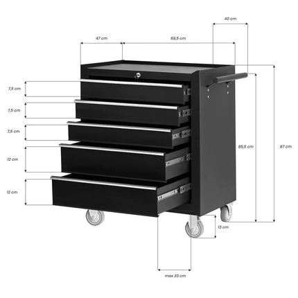 Тележка для тату-мастеров и мастеров перманентного макияжа PRO INK, 702, черная.