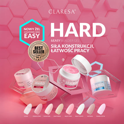 CLARESA HARD&EASY kietas statybinis gelis – patikimas sprendimas konstrukciniam nagų formavimui manikiūro studijoje