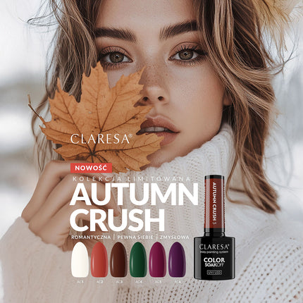 CLARESA 5g hibridinis lakas AUTUMN CRUSH 2 – ryškus rudeniškas atspalvis pedikiūrui ir manikiūrui