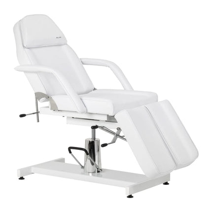 Kosmetologinė pedikiūro kėdė hidraulinė SILLON 210 su supimo mechanizmu ir dalinama pakoja, balta