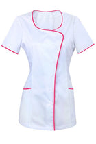 Туника для косметологов SPA 9, размер 44, белая с розовой отделкой
