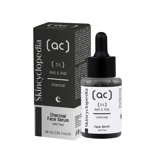 Charcoal Face Serum Mild Peel šveičiamasis veido serumas su 5% AHA ir PHA rūgščių kompleksu, 30 ml