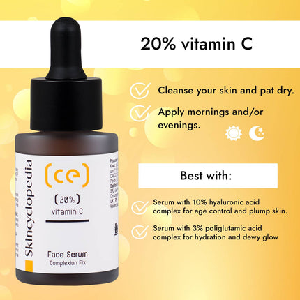 Skincyclopedia veido serumas su 20% vitaminu C, 30ml