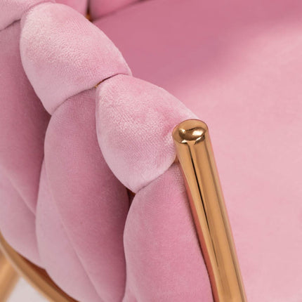 4Rico kliento kėdė QS-GW06G, rožinis aksomas, auksinės kojos - Beauty Kit