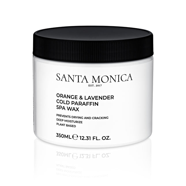 SANTA MONICA šalto parafino vaškas apelsinų ir levandų kvapo 350 ml.