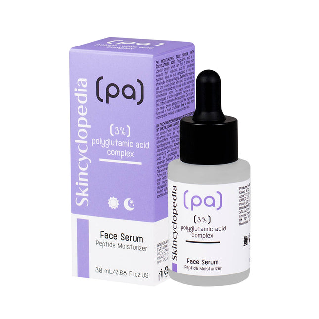 Skincyclopedia drėkinamasis veido serumas su 3% poliglutamo rūgšties kompleksu, 30ml