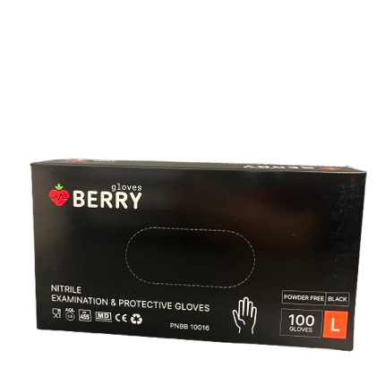 Vienkartinės nitrilinės pirštinės Berry Black L, juodos