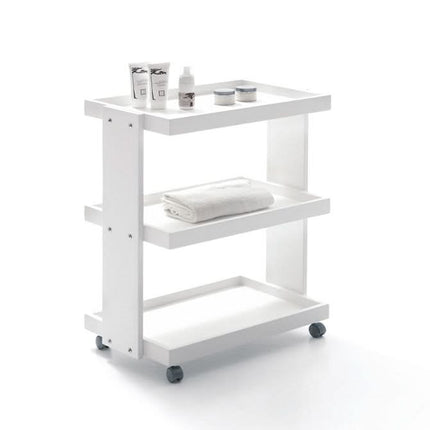 Kosmetologinis vežimėlis Oboro, balta spalva