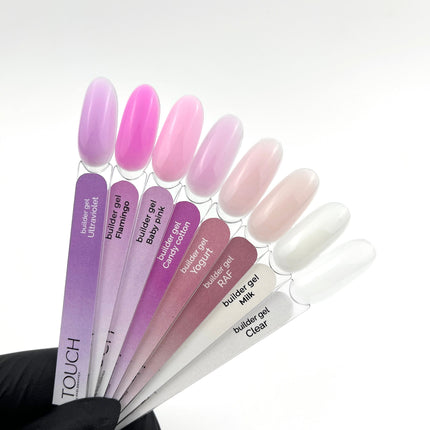 TOUCH Baby Pink statybinis gelis manikiūrui – trifazė formulė ilgalaikei nagų struktūrai