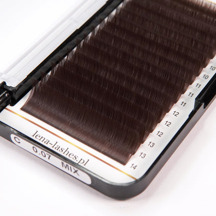 LENA LASHES Professional Volume D 0.07 MIX blakstienos, rudos