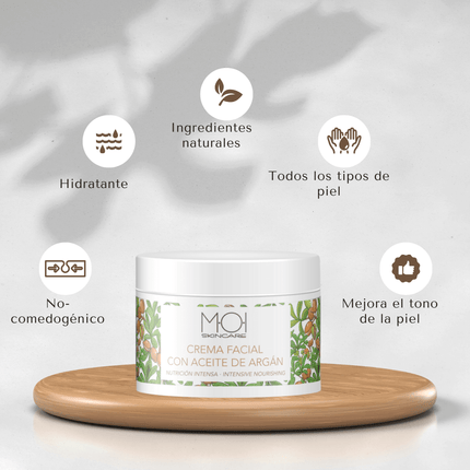 M·O·I SKINCARE Veido kremas su argano aliejumi, 125 ml.