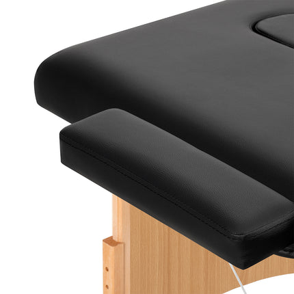 BALANCE juodas masažo stalas – ergonomiška konstrukcija klientų komfortui