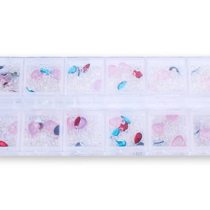 Nagų dekoracijų rinkinys – kristaliukų, širdelių ir lašelių mixas - Beauty Kit
