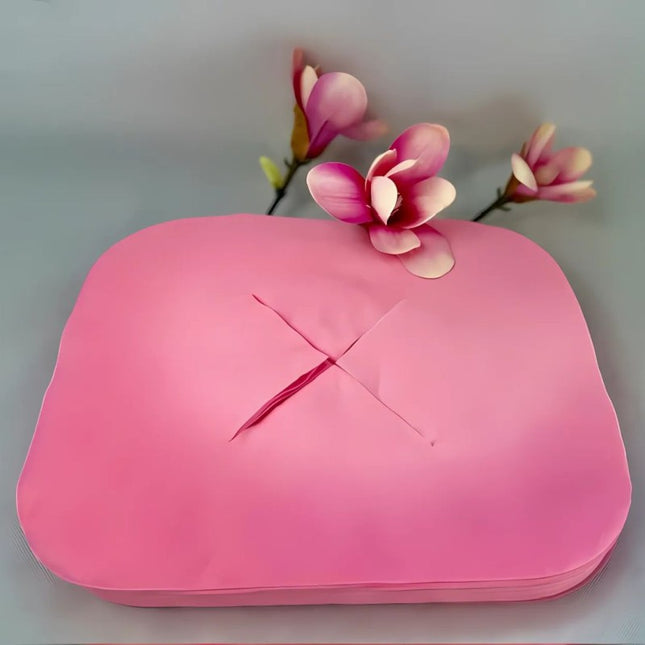 Silk X vienkartiniai rožiniai neaustiniai masažo stalo veido angos uždangalai, 100 vnt.