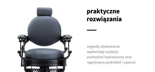 Barberio kėdė hidraulinė GABBIANO Niccolo, grafito lygi (be sagų)