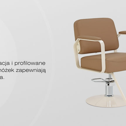 Kirpyklos kėdė hidraulinė OMEGA Aurora, šviesiai ruda