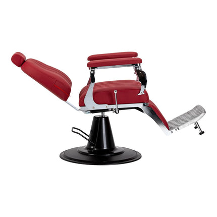 Raudona GABBIANO ELIAS kėdė barbershopui – plataus reguliavimo diapazono hidraulinis mechanizmas