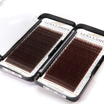 Lena Lashes Professional Volume C 0.07 MIX Dark Brown blakstienos