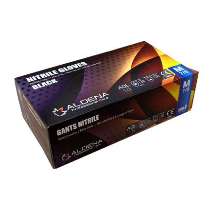 ALDENA nitrilinės vienkartinės pirštinės M dydis, juodos - Beauty Kit
