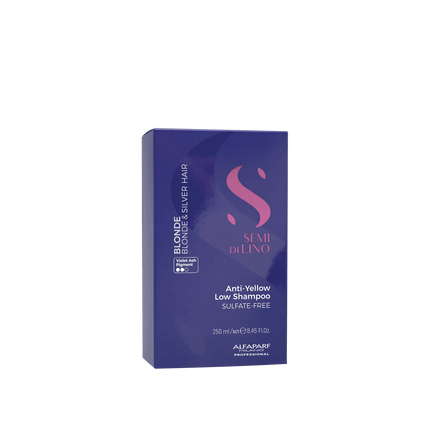 ALFAPARF SEMI DI LINO BLONDE neutralizuojantis šampūnas šviesiems plaukams ANTI-YELLOW, 250 ml - Beauty Kit