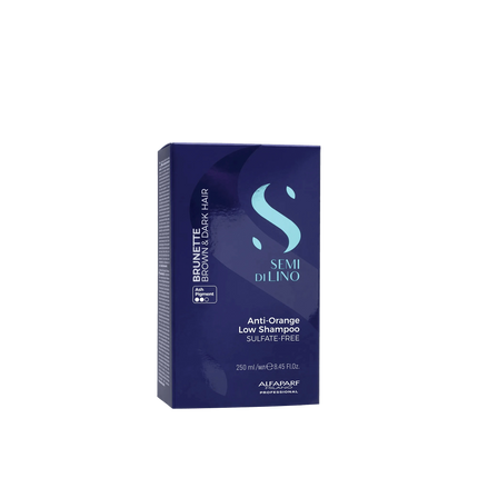 ALFAPARF SEMI DI LINO BRUNETTE šampūnas rudiems, tamsiems plaukams ANTI-ORANGE, 250 ml - Beauty Kit