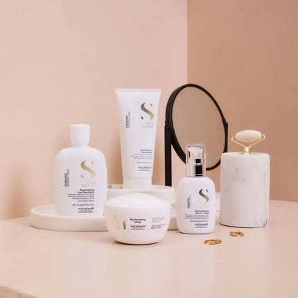 ALFAPARF SEMI DI LINO DIAMOND FLUID blizgesio suteikianti kaukė plaukams, 500 ml - Beauty Kit