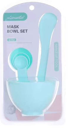 Alginatinių kaukių aplikavimo įrankių rinkinys, mėlynas (silikoninis dubenėlis, mentelė, teptukas, šaukšteliai) - Beauty Kit