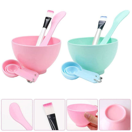 Alginatinių kaukių aplikavimo įrankių rinkinys, mėlynas (silikoninis dubenėlis, mentelė, teptukas, šaukšteliai) - Beauty Kit