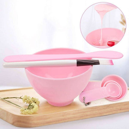 Alginatinių kaukių aplikavimo įrankių rinkinys, mėlynas (silikoninis dubenėlis, mentelė, teptukas, šaukšteliai) - Beauty Kit