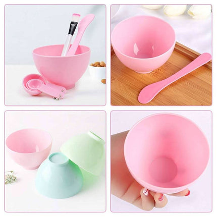 Alginatinių kaukių aplikavimo įrankių rinkinys, mėlynas (silikoninis dubenėlis, mentelė, teptukas, šaukšteliai) - Beauty Kit