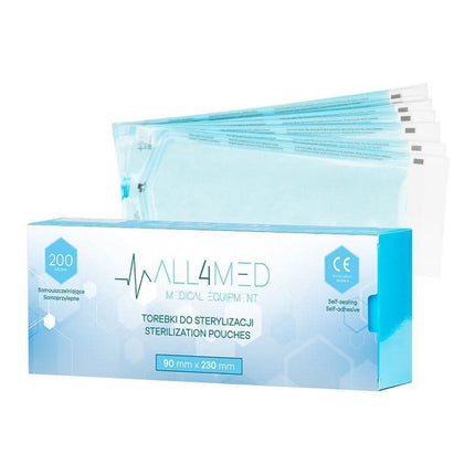 All4med autoklavo maišeliai 90 mm x 230 mm, 200 vnt. - Beauty Kit