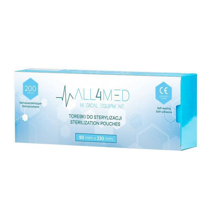 All4med autoklavo maišeliai 90 mm x 230 mm, 200 vnt. - Beauty Kit