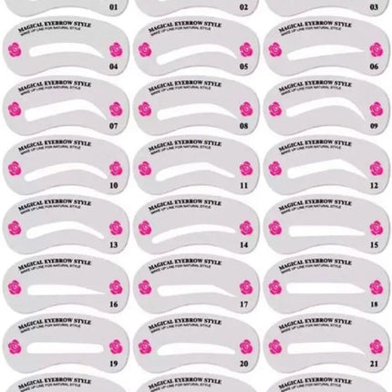 BeautyKit antakių formavimo šablonai 24 vnt. – profesionali priemonė tiksliems antakių lankams salonuose