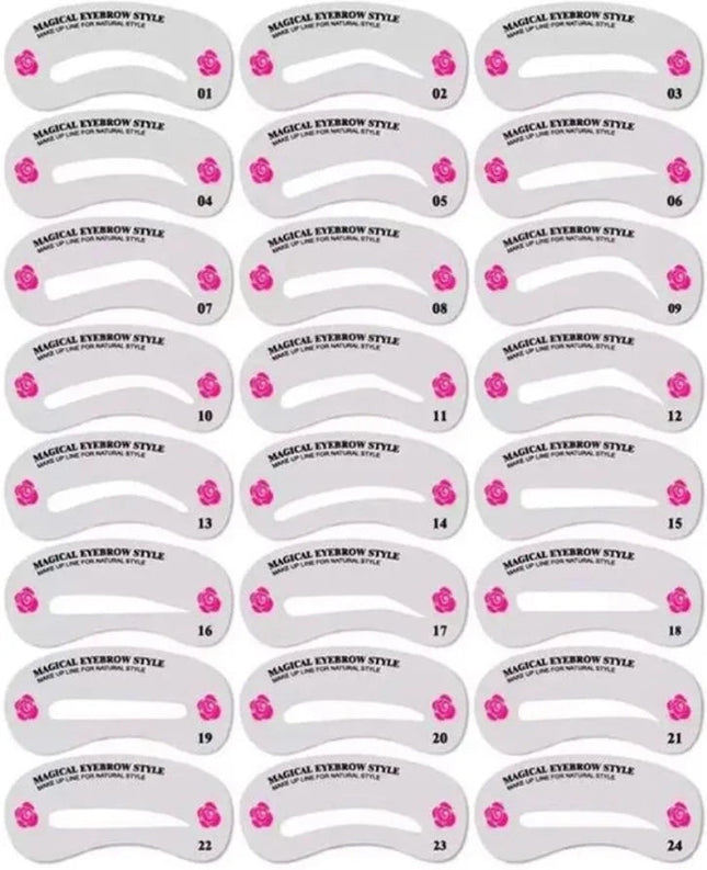 BeautyKit antakių formavimo šablonai 24 vnt. – profesionali priemonė tiksliems antakių lankams salonuose