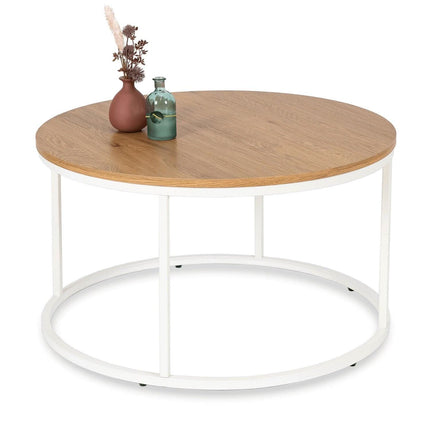 Apvalus kavos staliukas ANN MAX, ąžuolas / balta - Beauty Kit