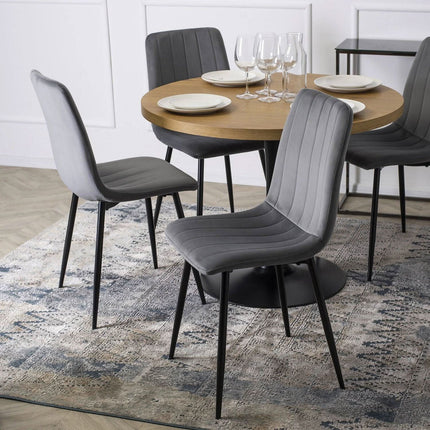 Apvalus stalas LINO 100 cm, auksinis ąžuolas/juodas - Beauty Kit