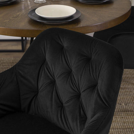 Apvalus stalas LINO 100 cm, riešutas/juodas - Beauty Kit