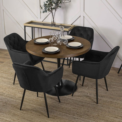 Apvalus stalas LINO 100 cm, riešutas/juodas - Beauty Kit