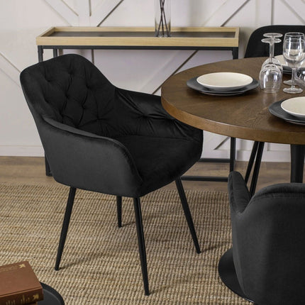 Apvalus stalas LINO 100 cm, riešutas/juodas - Beauty Kit