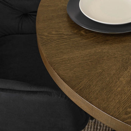 Apvalus stalas LINO 100 cm, riešutas/juodas - Beauty Kit