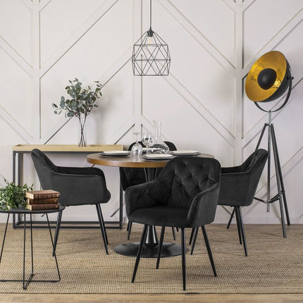 Apvalus stalas LINO 100 cm, riešutas/juodas - Beauty Kit