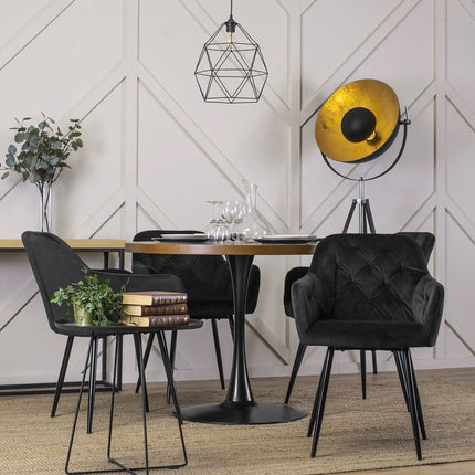 Apvalus stalas LINO 100 cm, riešutas/juodas - Beauty Kit