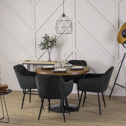 Apvalus stalas LINO 100 cm, riešutas/juodas - Beauty Kit