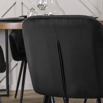 Apvalus stalas LINO 100 cm, riešutas/juodas - Beauty Kit