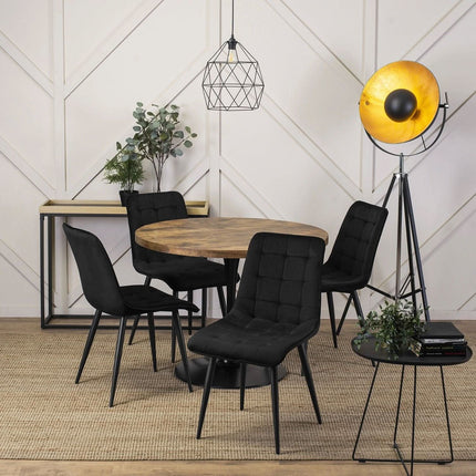 Apvalus stalas LINO 100 cm, rustic ąžuolas/juodas - Beauty Kit